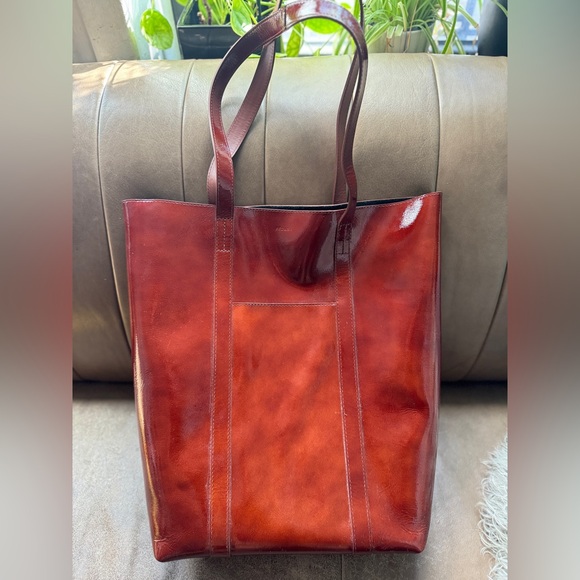 Sézane Red Mahogany The Tote Patent Leather Bag - Picture 2 of 9